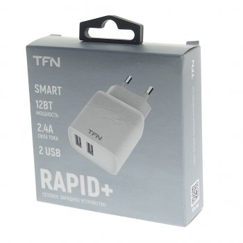 359 р. Устройство зарядное в розетку 2 USB TFN TFN tfn-wcrpd12w2uwh  с доставкой в г. Кемерово. Увеличить фотографию 3
