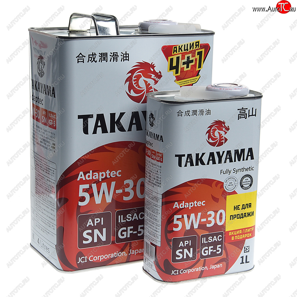 2 499 р. Масло моторное Adaptec SN/GF-5 5W30 синт.4+1л TAKAYAMA TAKAYAMA 605627 TAKAYAMA 605627  с доставкой в г. Кемерово
