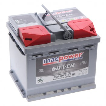 8 499 р. Аккумулятор MACPOWER 52Ач обратная полярность,низкий MACPOWER 6ст52(0) smf550049b(52)  с доставкой в г. Кемерово. Увеличить фотографию 1