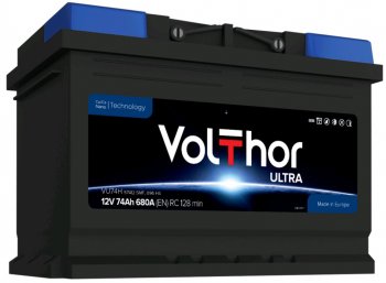 12 499 р. Аккумулятор VOLTHOR Ultra 74Ач обратная полярность VOLTHOR 6ст74(0) 57412  с доставкой в г. Кемерово. Увеличить фотографию 1