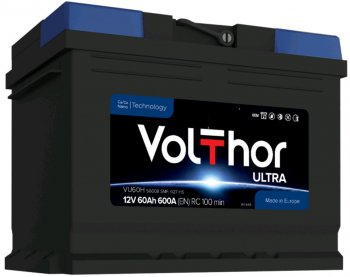 10 549 р. Аккумулятор VOLTHOR Ultra 60Ач обратная полярность VOLTHOR 6ст60(0) 56008  с доставкой в г. Кемерово. Увеличить фотографию 1