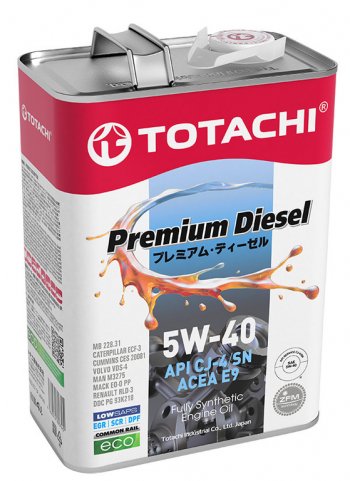 4 199 р. Масло дизельное PREMIUM DIESEL CJ-4E9SMA3B4 5W40 синт.4л TOTACHI TOTACHI 11704  с доставкой в г. Кемерово. Увеличить фотографию 1