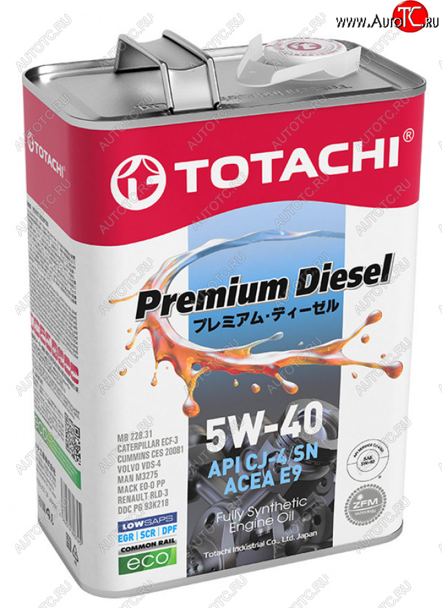 4 199 р. Масло дизельное PREMIUM DIESEL CJ-4E9SMA3B4 5W40 синт.4л TOTACHI TOTACHI 11704  с доставкой в г. Кемерово