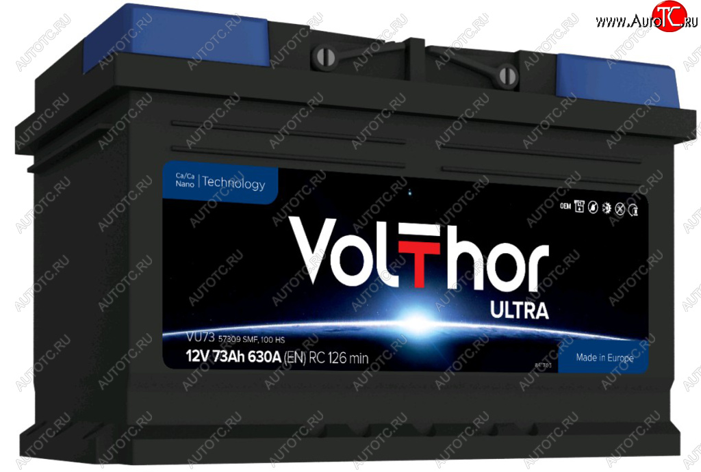 11 549 р. Аккумулятор VOLTHOR Ultra 73Ач обратная полярность,низкий VOLTHOR 6ст73(0) 57309  с доставкой в г. Кемерово