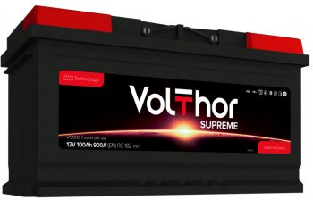 15 799 р. Аккумулятор VOLTHOR Supreme 100Ач обратная полярность VOLTHOR 6ст100(0) 60044  с доставкой в г. Кемерово. Увеличить фотографию 1