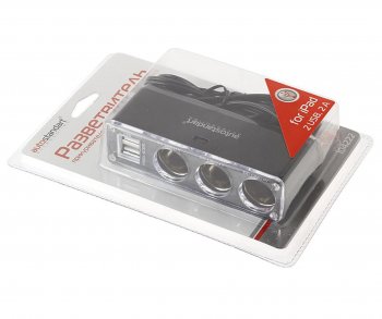 629 р. Разветвитель прикуривателя 3-х гнездовой 12-24V 2USB удлинитель 1.2м. AUTOSTANDART AUTOSTANDART 104222  с доставкой в г. Кемерово. Увеличить фотографию 2