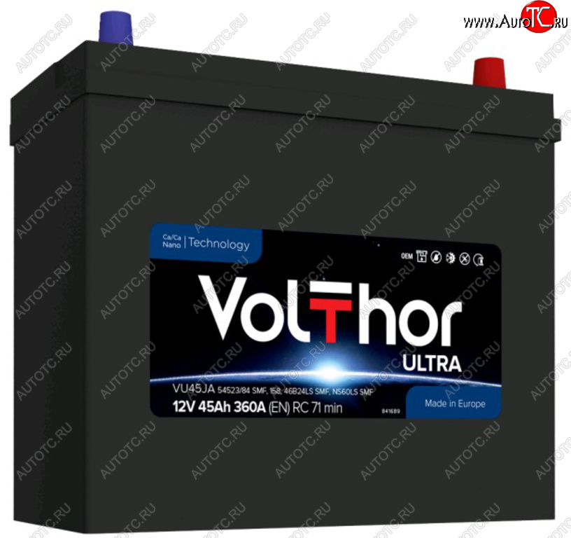 8 749 р. Аккумулятор VOLTHOR Ultra 45Ач обратная полярность VOLTHOR 6ст45(0) 5452384 b24  с доставкой в г. Кемерово