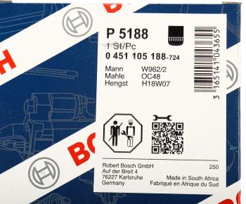 1 489 р. Фильтр масляный RENAULT Midliner BOSCH BOSCH 0451105188  с доставкой в г. Кемерово. Увеличить фотографию 4