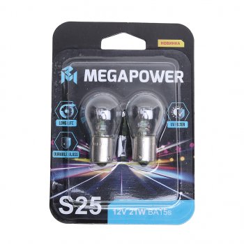 93 р. Лампа 12V P21W BA15s блистер (2шт.) Long Life MEGAPOWER MEGAPOWER 370-33-055  с доставкой в г. Кемерово. Увеличить фотографию 1