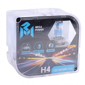 699 р. Лампа 12V H4 6055W P43t +120% бокс (2шт.) MEGAPOWER MEGAPOWER 370-33-018  с доставкой в г. Кемерово. Увеличить фотографию 3