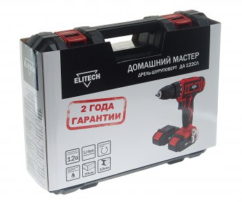 3 069 р. Дрель-шуруповерт аккумуляторный 12.0В 1.7Ач (2АКБ Li-Ion,кейс) ELITECH ELITECH да 122сл  с доставкой в г. Кемерово. Увеличить фотографию 4