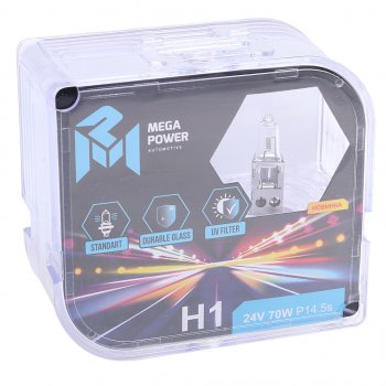 225 р. Лампа 24V H1 70W P14.5s бокс (2шт.) Standart MEGAPOWER MEGAPOWER 370-33-005  с доставкой в г. Кемерово. Увеличить фотографию 3