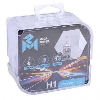192 р. Лампа 12V H1 55W P14.5s бокс (2шт.) Standart MEGAPOWER MEGAPOWER 370-33-004  с доставкой в г. Кемерово. Увеличить фотографию 2