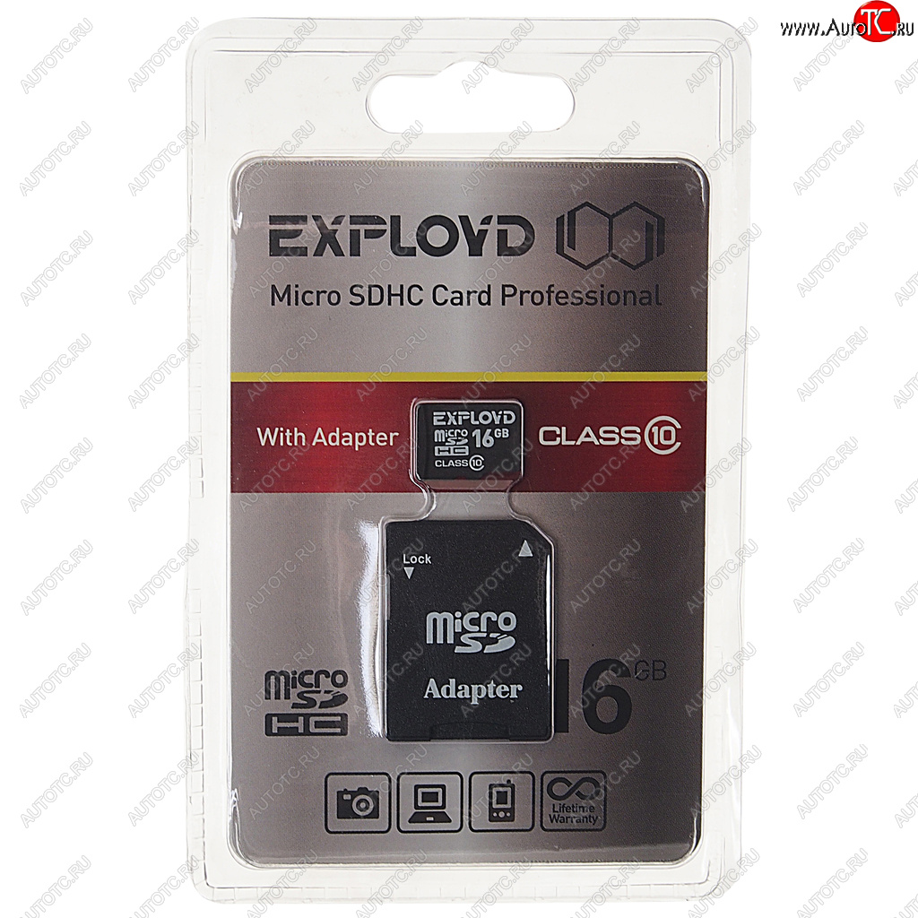 359 р. Карта памяти 16GB MicroSD class 10 + SD адаптер EXPLOYD EXPLOYD ex016gcsdhc10-ad  с доставкой в г. Кемерово