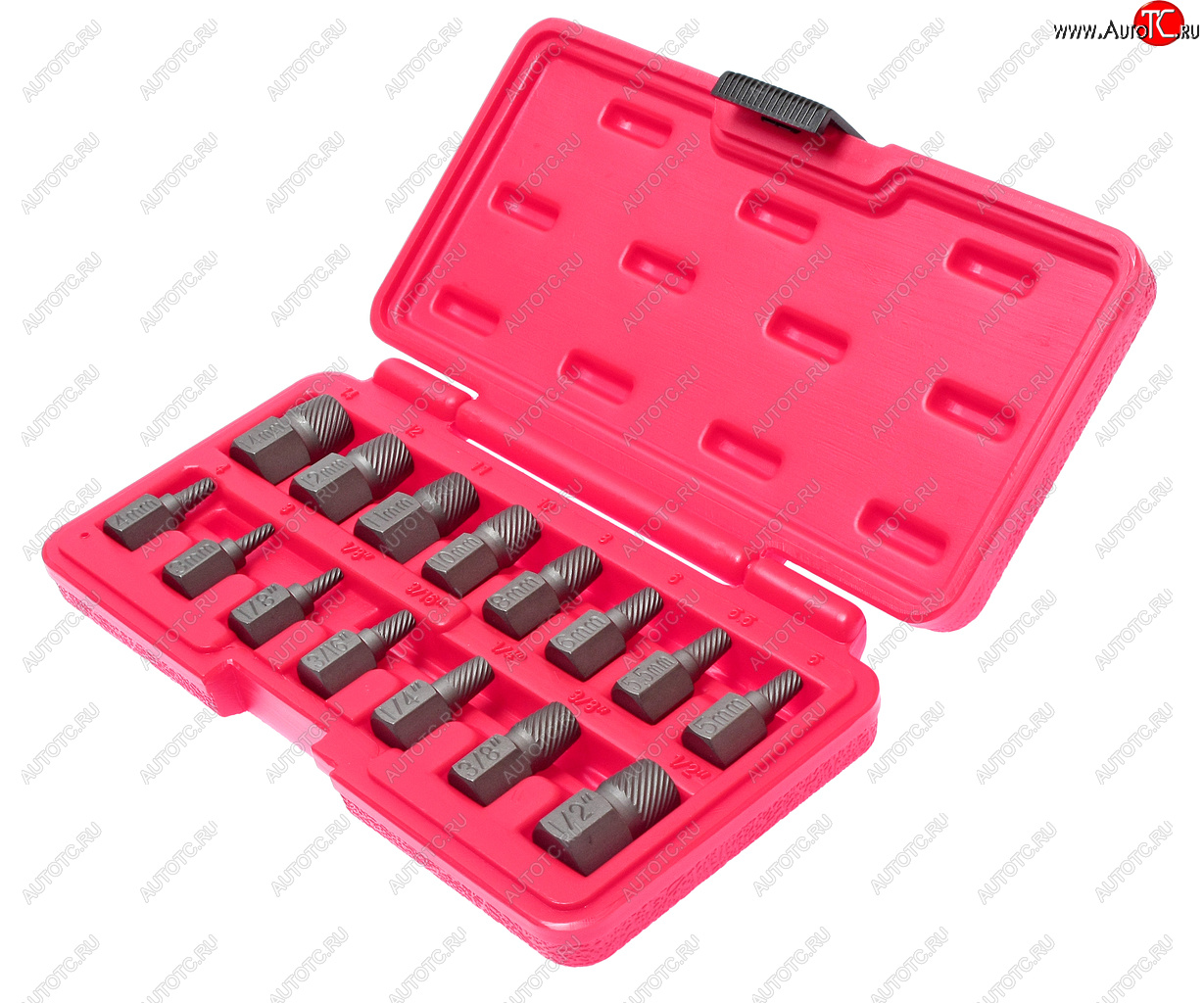 4 699 р. Набор экстракторов 1/8-1/2 3-14мм 15 предметов в кейсе JTC JTC TOOLS CO., LTD jtc-4639 JTC TOOLS CO., LTD jtc-4639  с доставкой в г. Кемерово