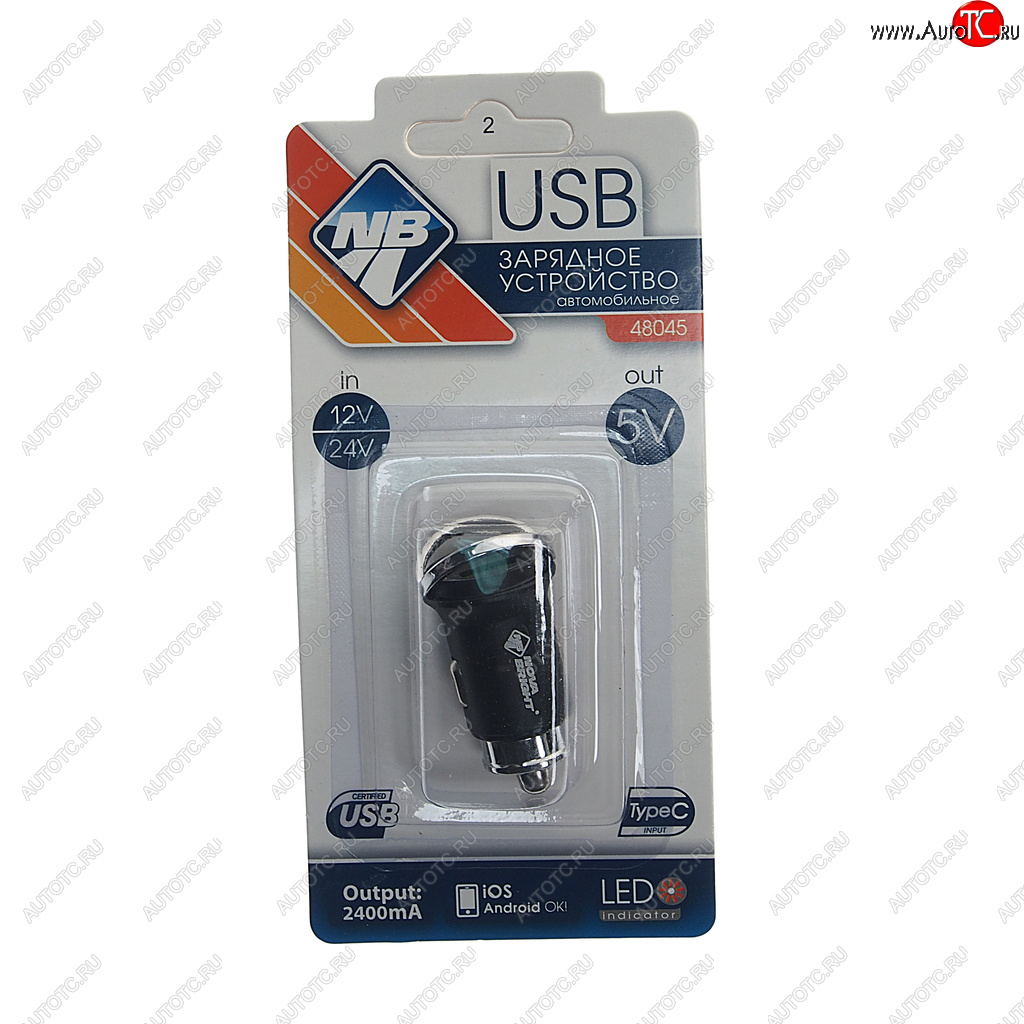 286 р. Устройство зарядное в прикуриватель 1USB + 1Type C 12-24V NOVA BRIGHT NOVA BRIGHT 48045  с доставкой в г. Кемерово