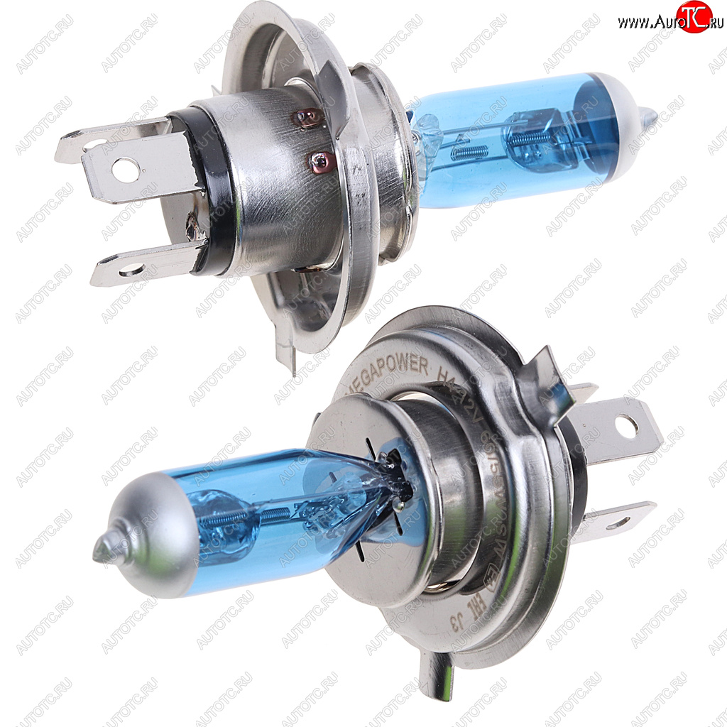 399 р. Лампа 12V H4 6055W P43t бокс (2шт.) Blue White MEGAPOWER MEGAPOWER 370-33-020  с доставкой в г. Кемерово