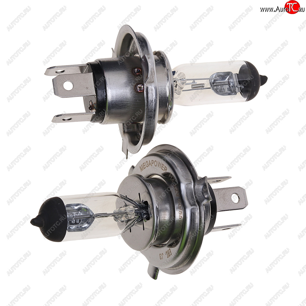 319 р. Лампа 12V H4 6055W P43t бокс (2шт.) Standart MEGAPOWER MEGAPOWER 370-33-022  с доставкой в г. Кемерово
