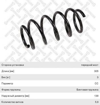 1 699 р. Пружина передней подвески STELLOX Mitsubishi Lancer 10 CY седан дорестайлинг (2007-2010)  с доставкой в г. Кемерово. Увеличить фотографию 1