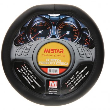 559 р. Оплетка руля (M) 37-39см черная со скошенным низом MISTAR MISTAR mis-flat-2014lt06e bk (m)  с доставкой в г. Кемерово. Увеличить фотографию 1