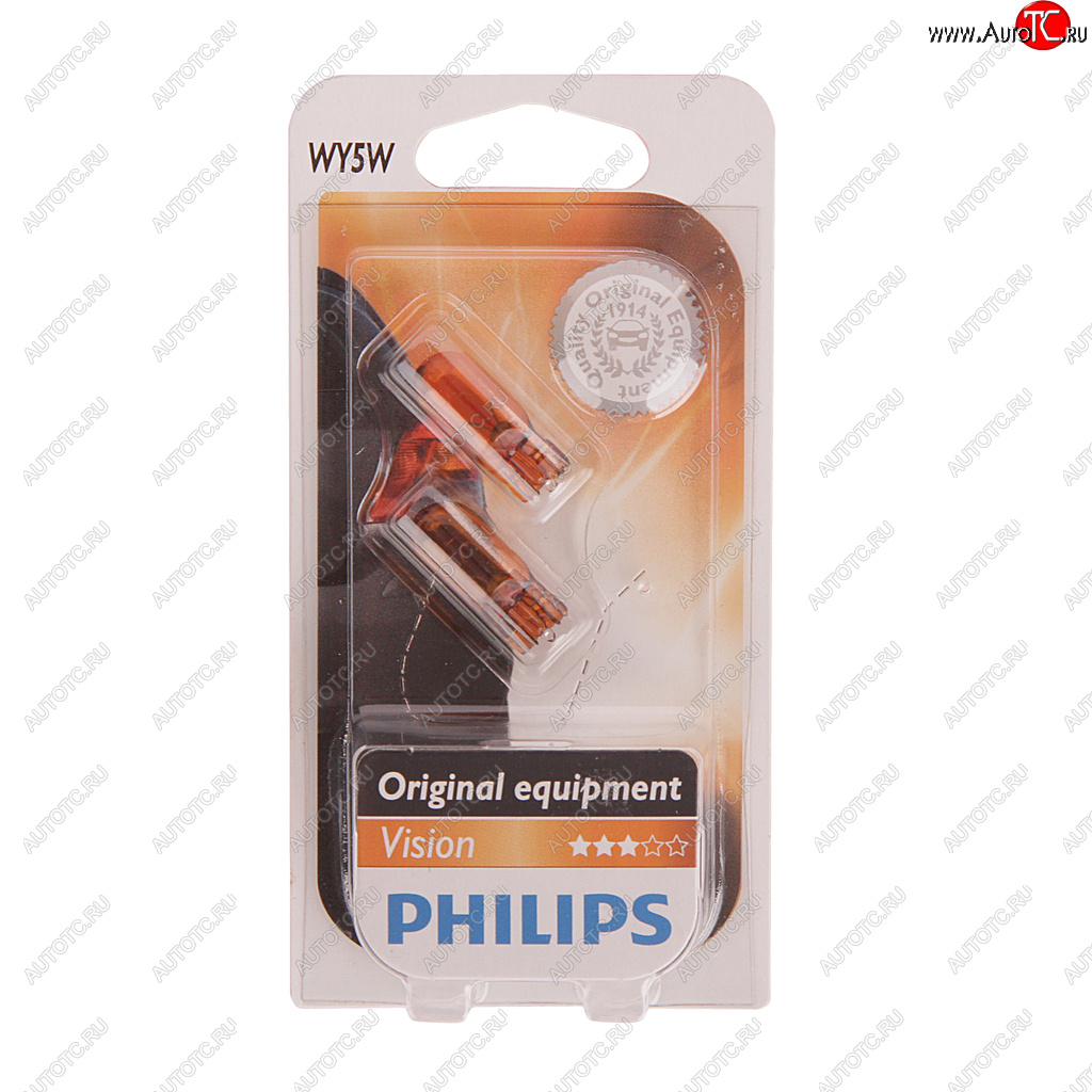 319 р. Лампа 12V WY5W W2.1x9.5d желтая блистер (2шт.) Yellow PHILIPS PHILIPS 12396nab2  с доставкой в г. Кемерово