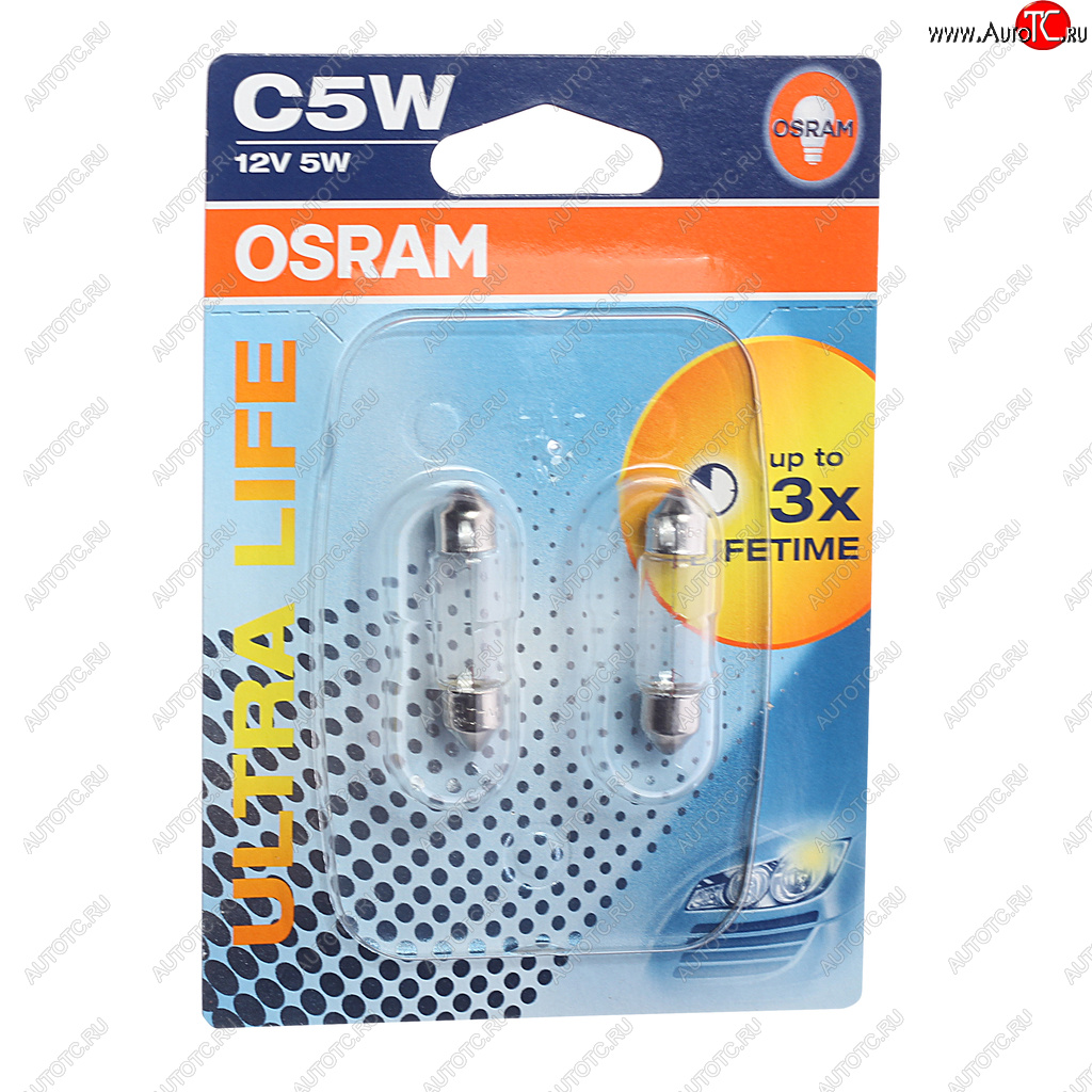 274 р. Лампа 12V C5W SV8.5-8 блистер (2шт.) Ultra Life OSRAM OSRAM 6418ult-02b  с доставкой в г. Кемерово