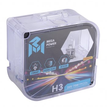 199 р. Лампа 24V H3 70W PK22s бокс (2шт.) Standart MEGAPOWER MEGAPOWER 370-33-016  с доставкой в г. Кемерово. Увеличить фотографию 4