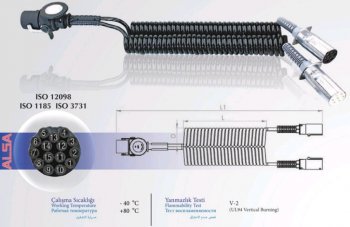 6 549 р. Кабель электрический прицепа N-type+S-type 15-полюсный сдвоенный L=4500мм ALSA ALSA 05rf020845  с доставкой в г. Кемерово. Увеличить фотографию 2