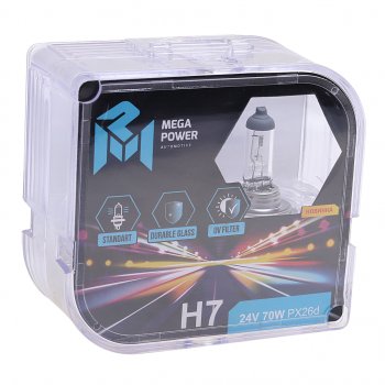 282 р. Лампа 24V H7 70W PX26d бокс (2шт.) Standart MEGAPOWER MEGAPOWER 370-33-036  с доставкой в г. Кемерово. Увеличить фотографию 4