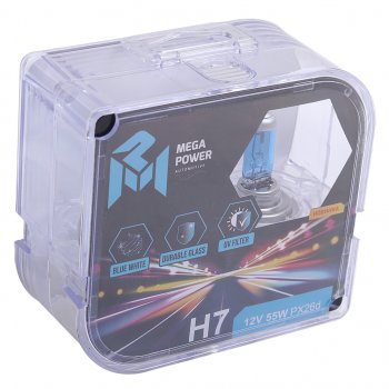 339 р. Лампа 12V H7 55W PX26d бокс (2шт.) Blue White MEGAPOWER MEGAPOWER 370-33-030  с доставкой в г. Кемерово. Увеличить фотографию 4