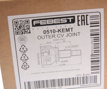 5 399 р. ШРУС наружный MAZDA CX-5 (11-17) передний FEBEST FEBEST 0510-kemt  с доставкой в г. Кемерово. Увеличить фотографию 4