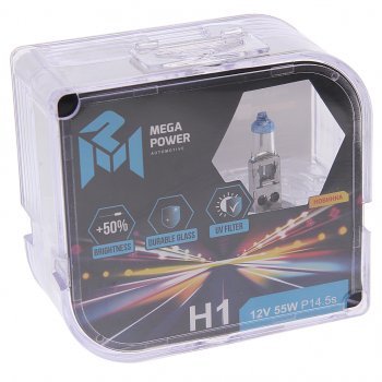 235 р. Лампа 12V H1 55W P14.5s +50% бокс (2шт.) MEGAPOWER MEGAPOWER 370-33-003  с доставкой в г. Кемерово. Увеличить фотографию 1