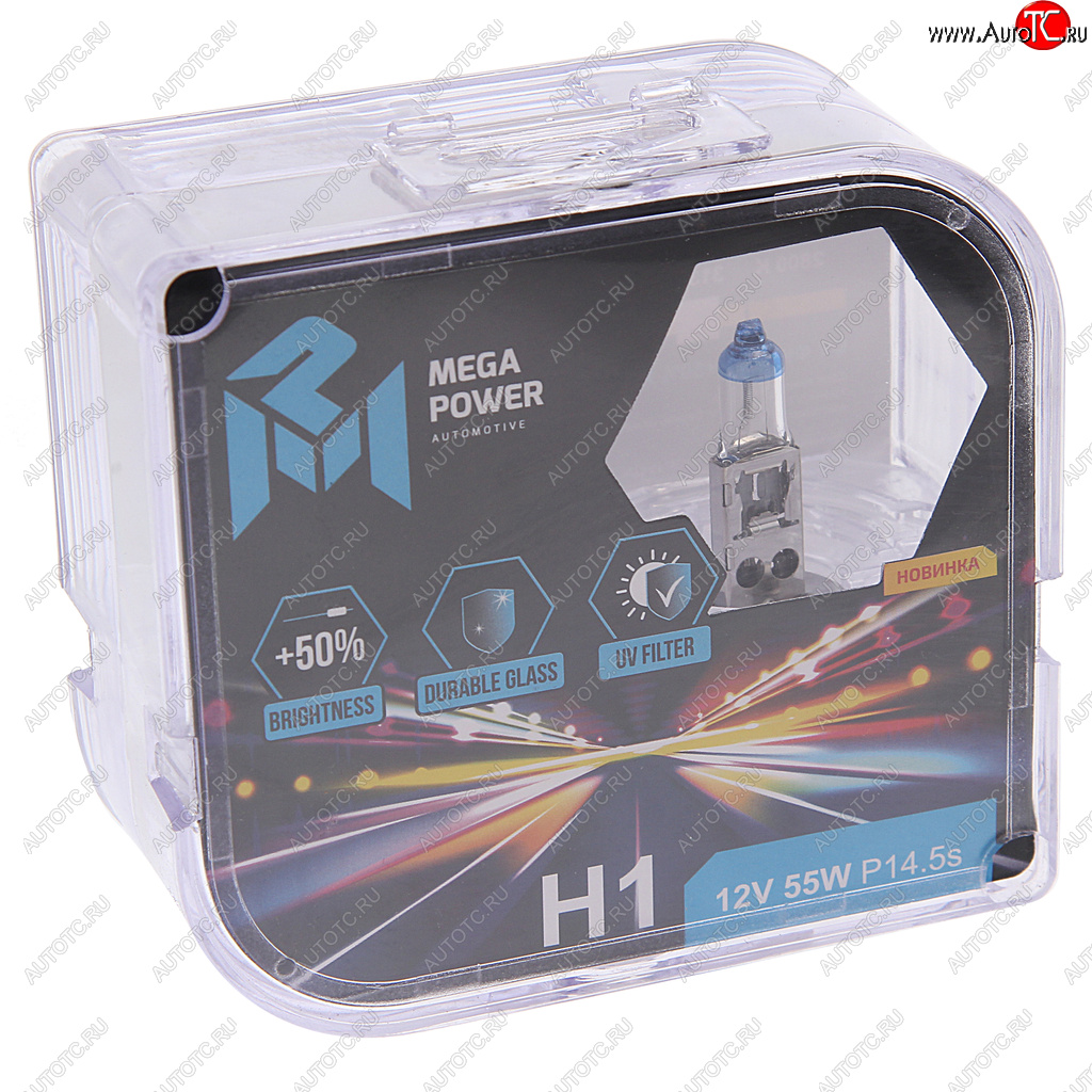235 р. Лампа 12V H1 55W P14.5s +50% бокс (2шт.) MEGAPOWER MEGAPOWER 370-33-003  с доставкой в г. Кемерово