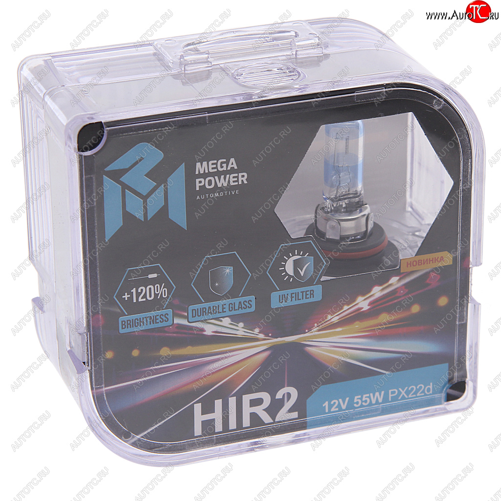659 р. Лампа 12V HIR2 55W PX22d +120% бокс (2шт.) MEGAPOWER MEGAPOWER 370-33-044  с доставкой в г. Кемерово