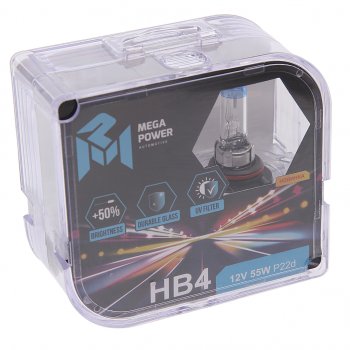 329 р. Лампа 12V HB4 55W P22d +50% бокс (2шт.) MEGAPOWER MEGAPOWER 370-33-041  с доставкой в г. Кемерово. Увеличить фотографию 1