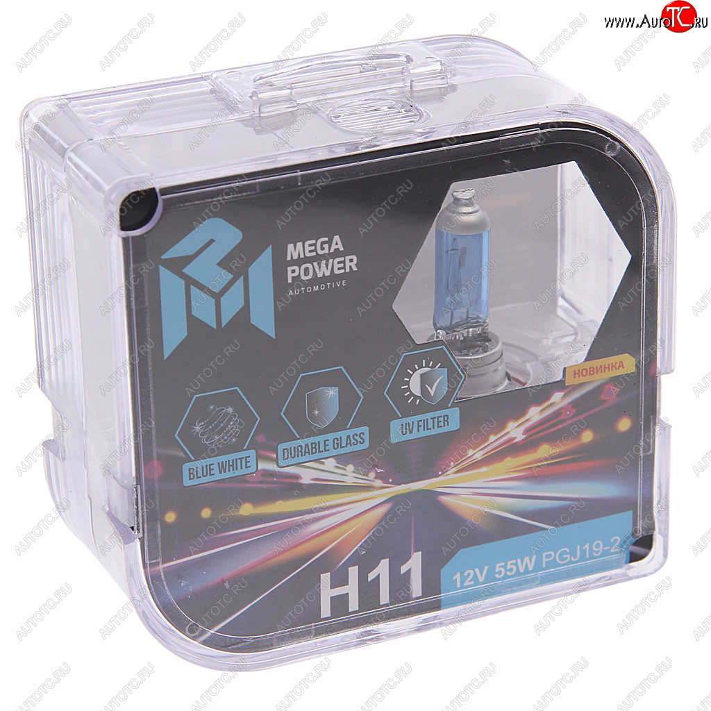 449 р. Лампа 12V H11 55W PGJ19-2 бокс (2шт.) Blue White MEGAPOWER MEGAPOWER 370-33-008  с доставкой в г. Кемерово
