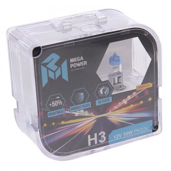 243 р. Лампа 12V H3 55W PK22s +50% бокс (2шт.) MEGAPOWER MEGAPOWER 370-33-013  с доставкой в г. Кемерово. Увеличить фотографию 1