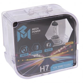 278 р. Лампа 12V H7 55W PX26d бокс (2шт.) Long Life MEGAPOWER MEGAPOWER 370-33-031  с доставкой в г. Кемерово. Увеличить фотографию 1