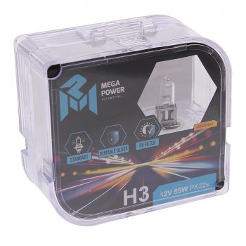 183 р. Лампа 12V H3 55W PK22s бокс (2шт.) Standart MEGAPOWER MEGAPOWER 370-33-014  с доставкой в г. Кемерово. Увеличить фотографию 1