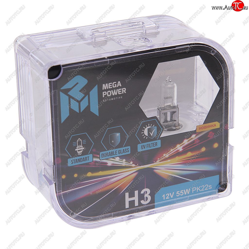 183 р. Лампа 12V H3 55W PK22s бокс (2шт.) Standart MEGAPOWER MEGAPOWER 370-33-014  с доставкой в г. Кемерово