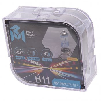629 р. Лампа 12V H11 55W PGJ19-2 +120% бокс (2шт.) MEGAPOWER MEGAPOWER 370-33-007  с доставкой в г. Кемерово. Увеличить фотографию 1