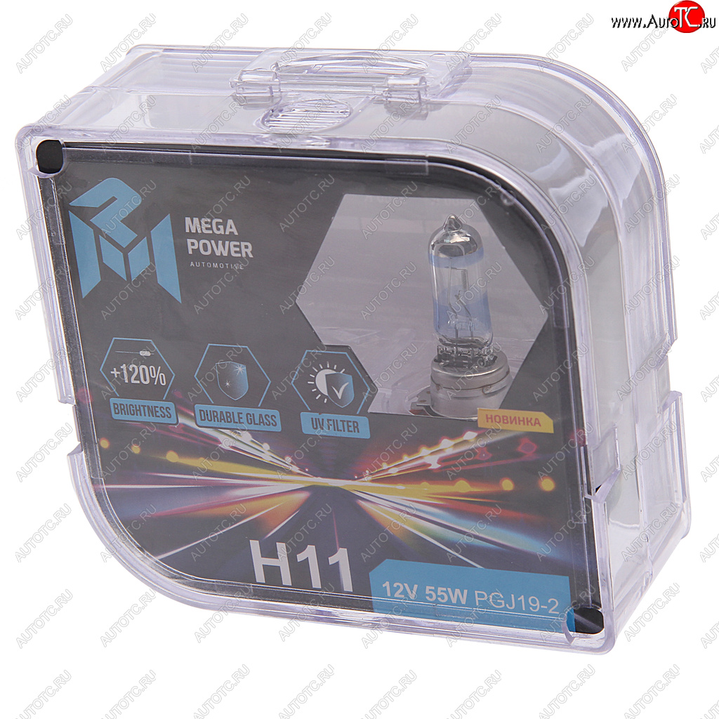 629 р. Лампа 12V H11 55W PGJ19-2 +120% бокс (2шт.) MEGAPOWER MEGAPOWER 370-33-007  с доставкой в г. Кемерово