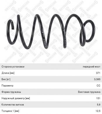 1 669 р. Пружина передней подвески STELLOX  Opel Astra ( H,  H GTC) (2004-2015) седан дорестайлинг, универсал, хэтчбек 3 дв. дорестайлинг, хэтчбек 5дв дорестайлинг, хэтчбек 3 дв. рестайлинг, седан рестайлинг, универсал рестайлинг, хэтчбек 5дв рестайлинг  с доставкой в г. Кемерово. Увеличить фотографию 1