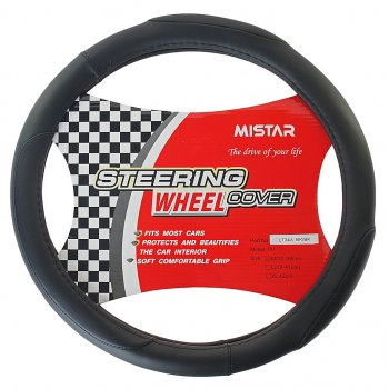 499 р. Оплетка руля (M) 37-39см черная кожаная MISTAR MISTAR mis-lt34a bk (m) MISTAR mis-lt34a bk (m)  с доставкой в г. Кемерово. Увеличить фотографию 1
