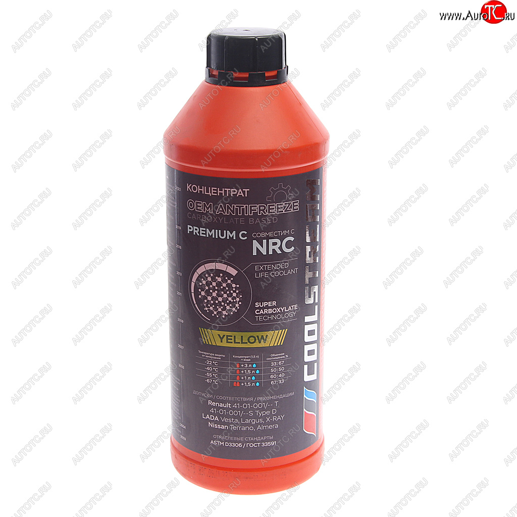 1 159 р. Антифриз желтый -76C концентрат 1.5л Premium C NRC COOL STREAM COOL STREAM cs-010114-c-ye  с доставкой в г. Кемерово