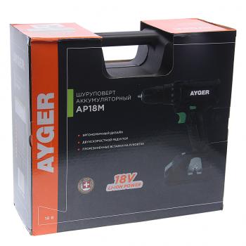 4 599 р. Дрель-шуруповерт аккумуляторный 18.0В 2.0Ач (2АКБ Li-Ion,кейс) AYGER AYGER ap18m  с доставкой в г. Кемерово. Увеличить фотографию 4
