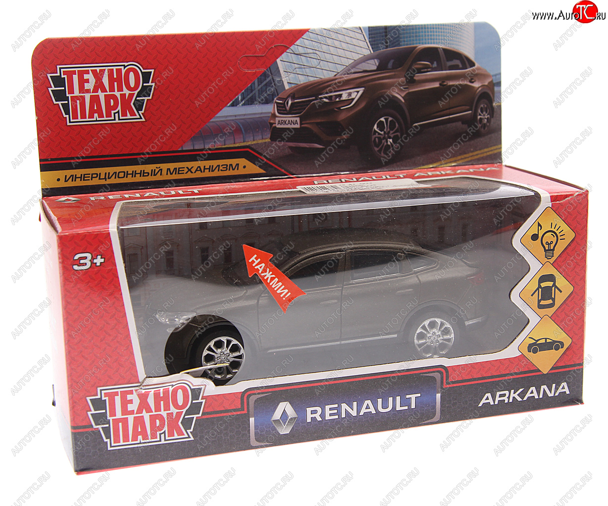 1 449 р. Модель автомобиля RENAULT Arkana металлическая (свет, звук) ТЕХНОПАРК ТЕХНОПАРК arkana-12slfil-bn  с доставкой в г. Кемерово