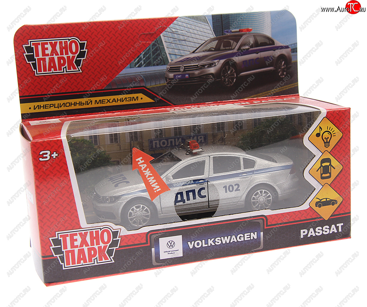 1 449 р. Модель автомобиля VW Passat металлическая (свет, звук) ТЕХНОПАРК ТЕХНОПАРК passat-12slpol-sr  с доставкой в г. Кемерово