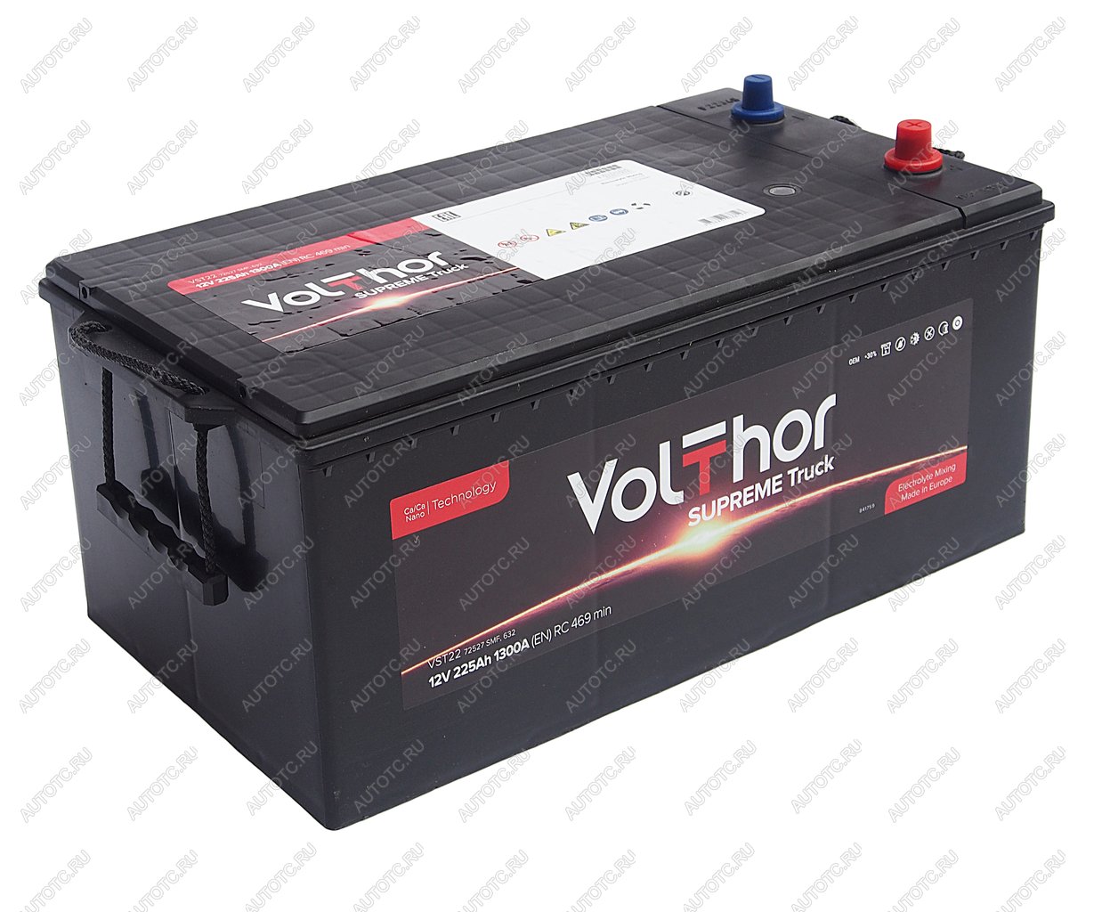 33 649 р. Аккумулятор VOLTHOR Supreme Truck 225Ач обратная полярность VOLTHOR 6ст225(3) 72527  с доставкой в г. Кемерово