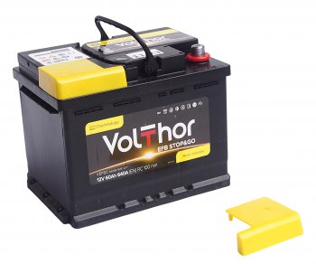 12 349 р. Аккумулятор VOLTHOR EFB 60Ач обратная полярность VOLTHOR 6ст60(0) 56088  с доставкой в г. Кемерово. Увеличить фотографию 2